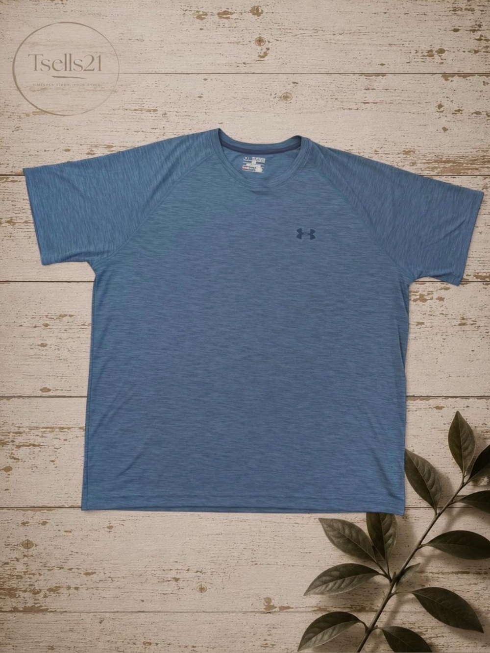 Under Armour Loose Heather Blue Heatgear Athletic Tee - Size 2XL